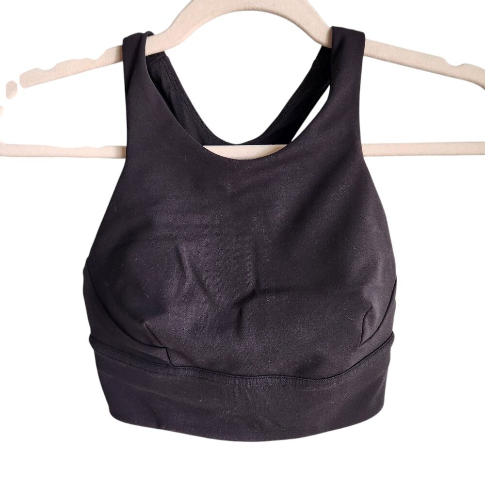 Lululemon Sports Bra 4 Black Wunder Train Long Line Bra Medium Support C/D Cups